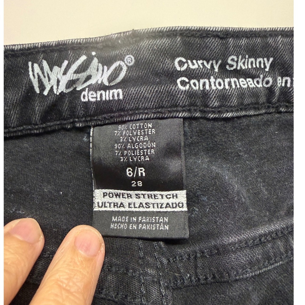 Mossimo Curvy Skinny Jeans 6R Black Power Stretch Y2K Mall Goth Emo 28 Waist - Picture 5 of 8